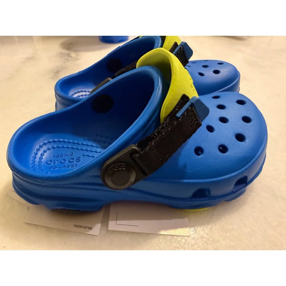 Crocs Classic All Terrain Clogs Kids Size C9 Blue Lime Adjustable Strap